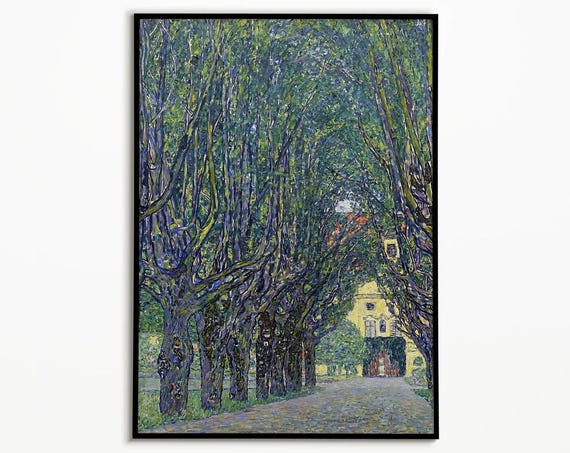 Gustav Klimt Avenue in the Park of Schloss Kammer Poster, Austrian Painter, Park Landscape Painting, Nature Theme, Artistic Elegance