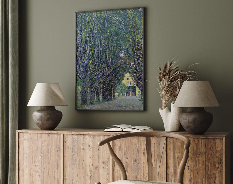 Gustav Klimt Avenue in the Park of Schloss Kammer Poster, Austrian Painter, Park Landscape Painting, Nature Theme, Artistic Elegance image 6