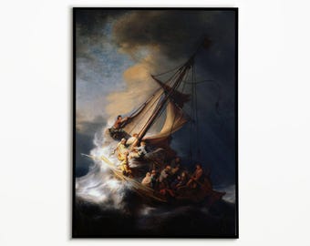Rembrandt Print, The Storm on the Sea of Galilee, Canvas Print, Giclée Fine Art, Christian Wall Decor, Large Artwork