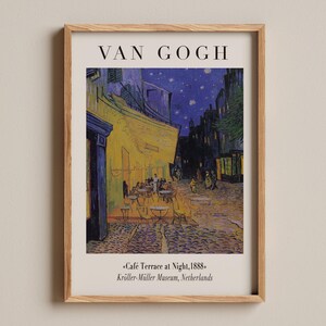 Stampa Van Gogh Café Terrace at Night, scena di un caffè notturno impressionista, riproduzione di arte classica, poster di belle arti, decorazione murale vintage