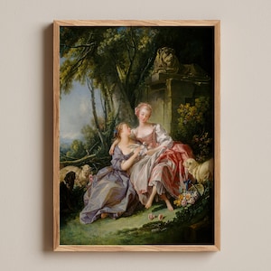 Liebesbrief Druck, François Boucher Gemälde, Rokoko Romantik Kunstwerk, Pastoralszene des 18.Jahrhunderts, elegantes Vintage Dekor