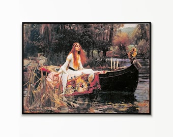 Lady of Shalott by John William Waterhouse, Waterhouse Wall art, Lady of Shalott, Wall Decor, Woman Portrait, Pre-Raphaelite Art, Wall Art