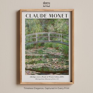 Bridge over a Pond of Water Lilies print, Monet garden print, Impressionist wall art, Claude Monet painting, Floral pond decor