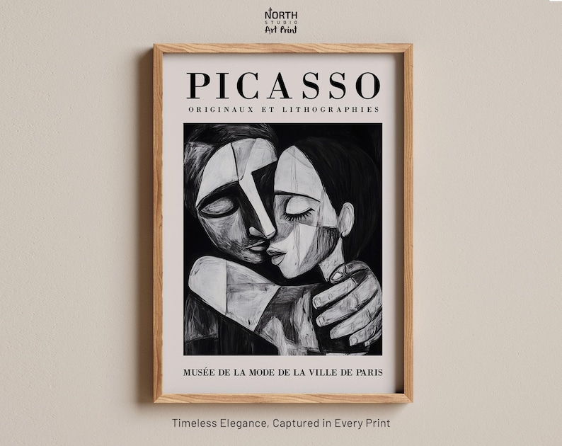 Picasso Hug Exhibition Wall Art Poster, Abstract Art, Minimalist Gift