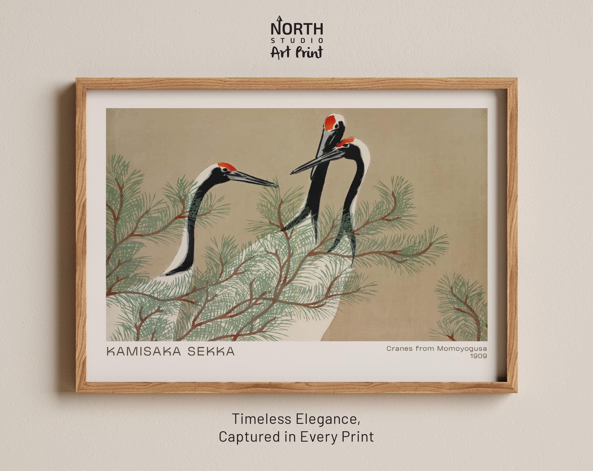 Cranes From Momoyogusa Print, Kamisaka Sekka Japanese Art Print