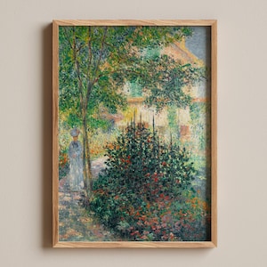Claude Monet Camille Monet in the Garden - Impressionist Floral Art Print, Vintage Garden Painting, French Countryside Wall Decor
