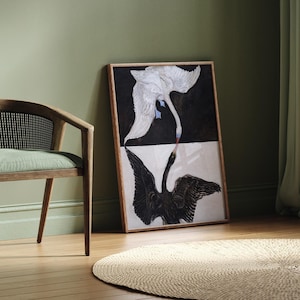 De zwaan van Hilma af Klint, poster zwarte zwaan, kunst witte zwaan, vintage zwaankunst, print van de zwaan afbeelding 6