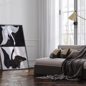De zwaan van Hilma af Klint, poster zwarte zwaan, kunst witte zwaan, vintage zwaankunst, print van de zwaan afbeelding 3