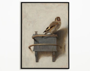 Goldfinch by Carel Fabritius Poster, Wall Art, Poster Print, Wall Decor, Art Prints, Dutch Golden, Bird Painting, Art Print, Nature Decor,