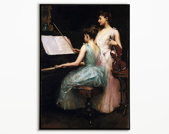 The Sonata By Irving Ramsay Wiles Poster, Poster, Wall Art, Poster Print, Wall Decor, Irving Ramsay Wiles, The Sonata, Art, Vintage, Retro