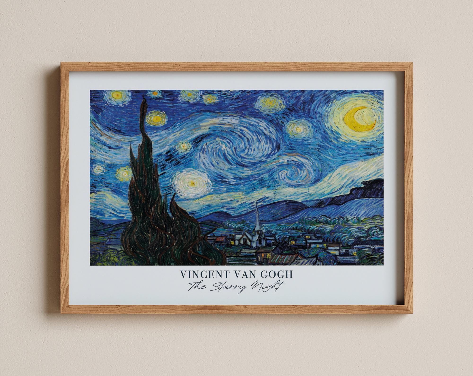 Van Gogh De Sterrennacht, schilderij wervelende nachtelijke hemel