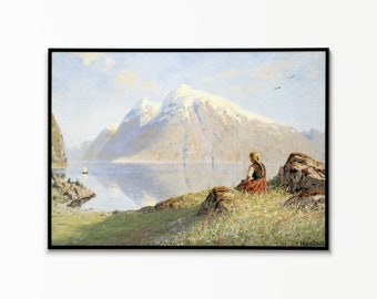 Summer in the Fjords by Hans Dahl Poster, Poster, Wall Art, Poster Print, Wall Decor, Summer in the Fjords, Art, Landscape, Summer