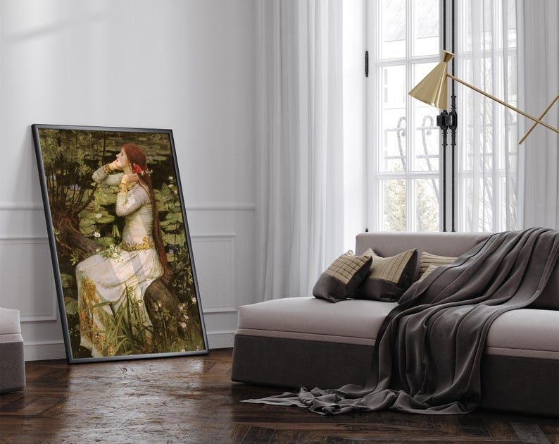 Ophelia John William Waterhouse Poster, Wall Art Decor, Poster Print, Classic Artwork, Wall Decor, British Academic Painting, Art Print Gift image 3