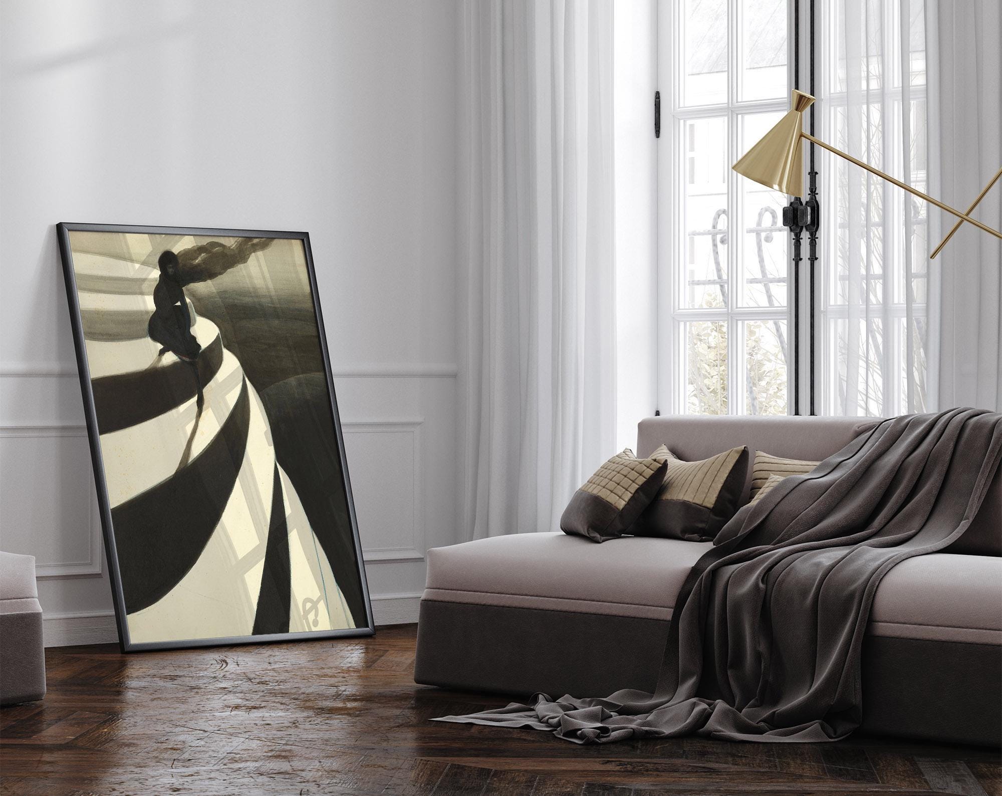 Vertigo Print, 1908 Artwork by Léon Spilliaert, Belgian Symbolist