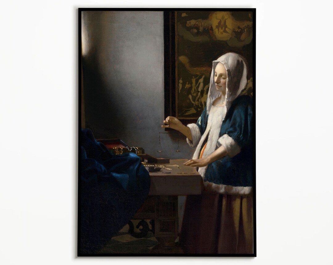 Johannes Vermeer Woman Holding a Balance Poster, Wall Art, Poster Print