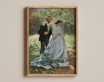 Claude Monet Bazille and Camille - Impressionist Painting, Vintage French Art, Classic Fine Art Print, 19th Century Wall Decor