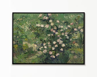 Póster del cuadro Paisaje de rosas de Vincent van Gogh, impresión de póster, reproducción de arte, decoración de pared, obra de arte impresionista, flores, regalo de impresión artística