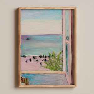 Henri Matisse Kunstdruck, La Fenêtre Ouverte, Küstenszene mit offenem Fenster, impressionistische Wandkunst, helle und pastellfarbene Landschaftsdekoration
