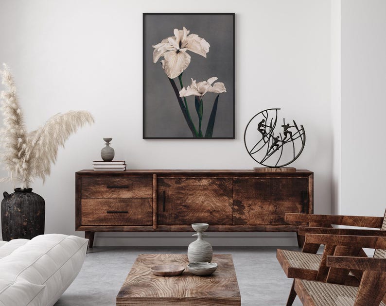 Japanese iris print, Vintage floral poster, Botanical wall decor, Elegant flower art, Asian nature print, Antique iris illustration image 2