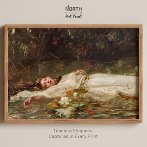 Ophelia by Friedrich Heyser, Painting Arts, Paintings to Gift, Art Prints, Wall Decor, Wall Art, Antique Print, Classic Painting, Wall Decor