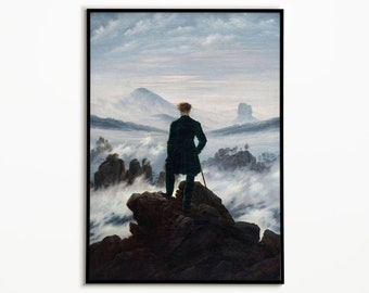 Wanderer above the Sea of Fog Caspar David Friedrich Poster, Wall Art, Poster Print, Art Prints, Home Decor, Landscape Poster,