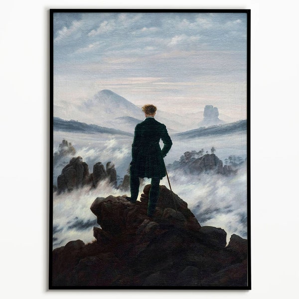 Wanderer above the Sea of Fog Caspar David Friedrich Poster, Wall Art, Poster Print, Art Prints, Home Decor, Landscape Poster,