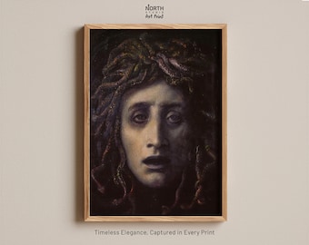 Medusa by Arnold Böcklin, Symbolist Mythology Print, Greek Myth Wall Art, Dark Academia Decor, Gothic Fantasy Portrait