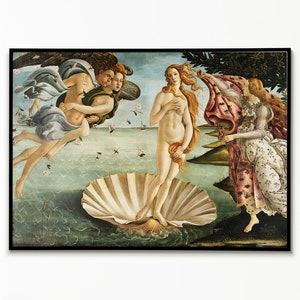 Nascita di Venere di Sandro Botticelli, stampa vintage della dea Afrodite, dipinto classico rinascimentale, arte murale stampabile,