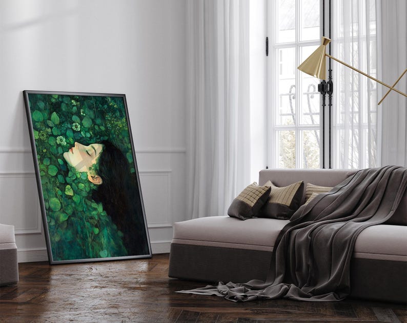Mystical Art Print, Gothic Wall Decor, Dark Aesthetic Art, Dreamy Portrait, Moody Wall Art, Enchanted Nature, Witchy Home Decor #2 image 3