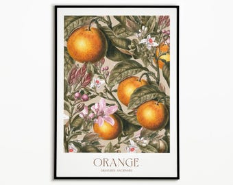William Morris Inspired Print, William Morris Poster, William Morris Wall Art, Vintage Wall Art, Vintage Oranges Print