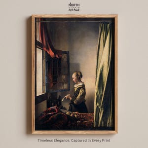 Poster "Ragazza che legge una lettera alla finestra aperta" di Vermeer, arte murale, stampa di poster, stampe artistiche, arte barocca, pittura classica, arte ispirata,