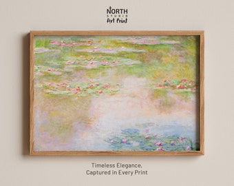 Ninfeas de Claude Monet, impresión artística de Monet, póster de Monet, arte mural de Monet, arte de Claude Monet, arte impresionista