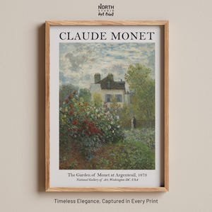 Monet garden print, Argenteuil house painting, Claude Monet artwork, Impressionist floral scene, French countryside