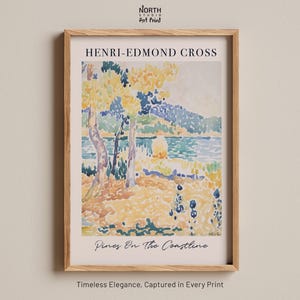 Stampa "Pini sulla costa", Henri-Edmond Cross, puntinista, dipinto costiero mediterraneo, decorazione naturalistica neoimpressionista piena di luce