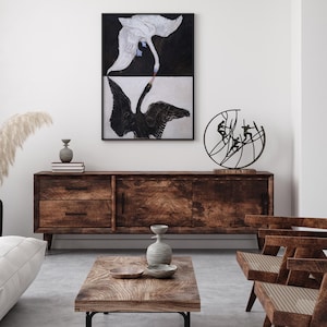 De zwaan van Hilma af Klint, poster zwarte zwaan, kunst witte zwaan, vintage zwaankunst, print van de zwaan afbeelding 2