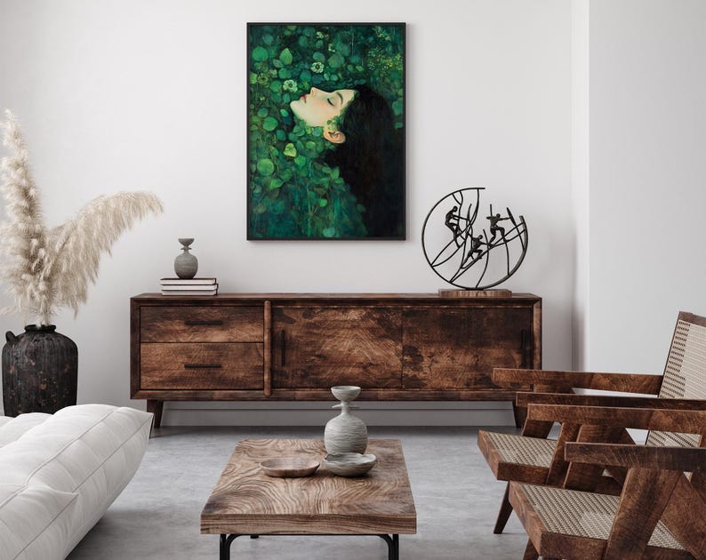 Mystical Art Print, Gothic Wall Decor, Dark Aesthetic Art, Dreamy Portrait, Moody Wall Art, Enchanted Nature, Witchy Home Decor #2 image 2