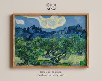 Poster „Die Olivenbäume“ von Vincent van Gogh, Wandbild, Kunstdruck, Wanddekoration, Vincent van Gogh, Die Olivenbäume, Kunst, Landschaft, Bäume