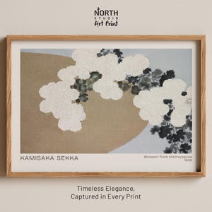 Blossom from Momoyogusa print, Kamisaka Sekka 1909 Japanese print, Abstract floral art nouveau, Minimal vintage Asian botanical artwork