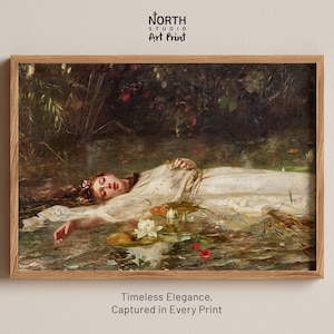 Ophelia von Friedrich Heyser, Öl Malerei, Giclée Druck, Gemälde zu Geschenk, Kunstdrucke, Wand-Dekor, Wandkunst, klassisches antikes Plakat