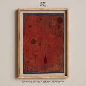 Stampa "Frutti rossi" di Paul Klee, arte anni '30, arte astratta, stampa paesaggistica vintage, arte di Klee, stampa di albero cubista, arte classica da parete.