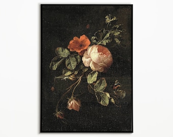 Moody Pink Peonies Print, Vintage Print, Trendy Wall Art, Flower Art, Flower Art Print, Flower Painting, Flower Wall Art