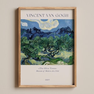 The Olive Trees print, Vincent van Gogh painting, Museum of Modern Art collection, Famous Van Gogh painting, Expressive countryside scene
