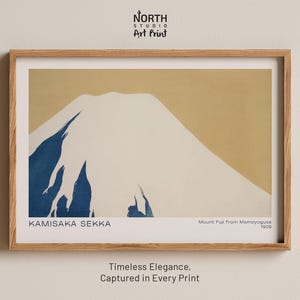 Mount Fuji-print, Kamisaka Sekka Japanse landschapsprint, vintage Fuji-kunstwerken, Momoyogusa-kunst uit 1909, minimalistisch Japans decor muurafdruk