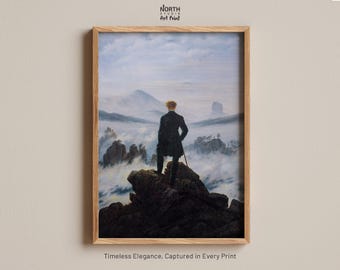 Wędrowiec nad Morzem Mgieł Caspar David Friedrich Plakat, Sztuka ścienna, Wydruk plakatu, Wydruki artystyczne, Wystrój wnętrz, Plakat krajobrazowy,