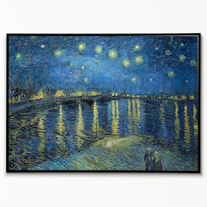 Vincent van Gogh Sternennacht über der Rhone Poster, Wandkunst Dekor, Wanddekoration, Post-Impressionistisches Kunstwerk, Sterne, Rhone