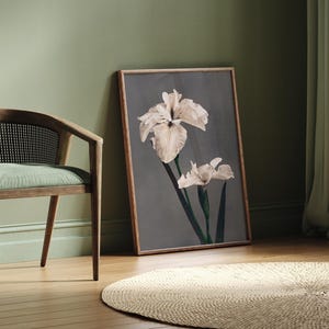 Japanese iris print, Vintage floral poster, Botanical wall decor, Elegant flower art, Asian nature print, Antique iris illustration image 3