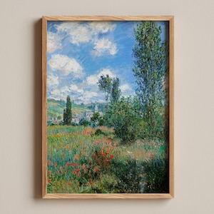 Claude Monet View of Vétheuil - Impressionist Landscape Print, Vintage French Countryside Art, Nature Wall Decor, Fine Art Poster
