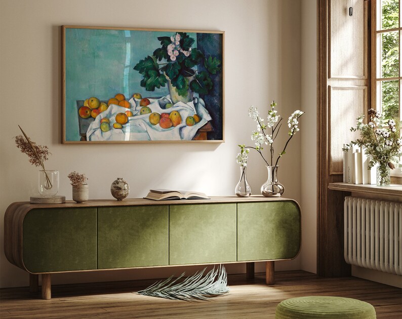 Cezanne Apples Primroses Painting Poster, Wall Art Decor, Art Reproduction, Wall Decor, French Impressionism, Art Print Gift image 2