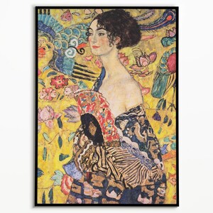 Gustav Klimt Lady with Fan Poster, Symbolist Art, Austrian Painter, Woman with Fan Painting, Artistic Elegance
