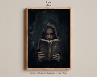 Moody Dark Academia Art, Gothic Wall Decor, Vintage Library Print, Literary Aesthetic, Bookish Home Decor #2